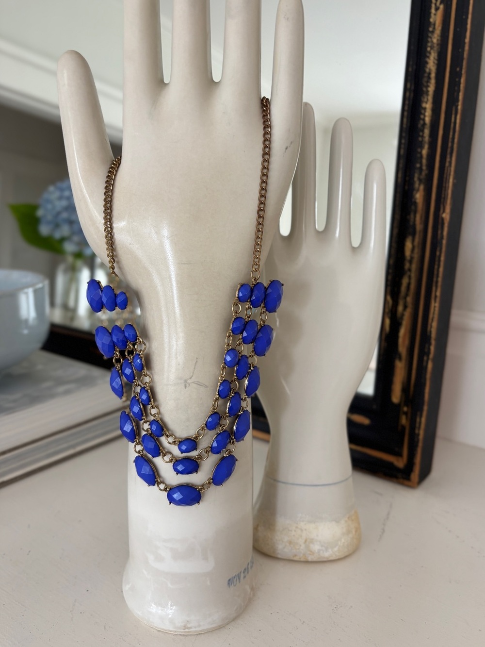 Blue Multi-Strand Statement Necklace - Picture 2 of 9